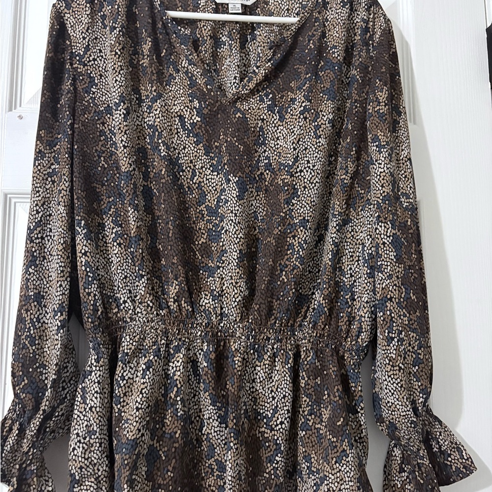 Brown and Black Animal Print Blouse